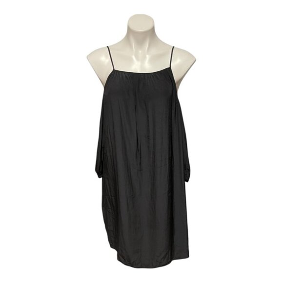 Maje Medium Black Cold Shoulder Spaghetti Straps Mini Cocktail Dress - Picture 2 of 7